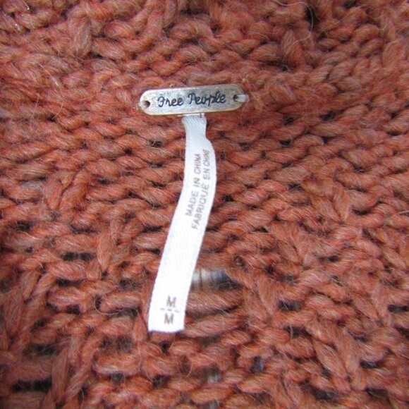 Free Peple Medium Orange Wool Blend Knit Coat - Picture 2 of 5